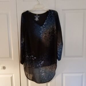 Juicy Couture Black and Blue Sheer Tunic